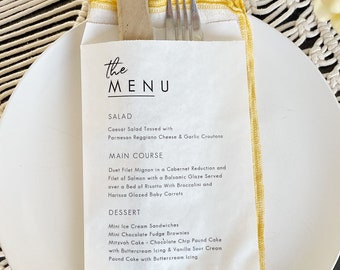 Personalized Menu Bags – Modern Font Kraft Favor Bags for Any Event or Dinner