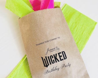 Personalized Wicked Birthday Favor Bags – Custom Kraft Witch Theme Party Goodie Bags