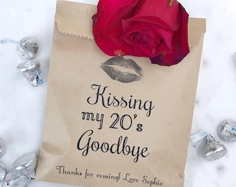 Kissing My ___ Goodbye Favor Bags – Custom Age Milestone Birthday Kraft Party Bags