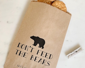 Woodland Animal Favor Bags – “Don’t Feed the Bears!” Custom Kraft Party Goodie Bags for Birthday & Camping Themes