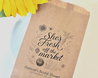 Fresh Off the Market Favor Bags • “She’s Fresh Off the Market” Kraft Bridal Shower Favors • Rustic Farmers’ Market Treat Bags
