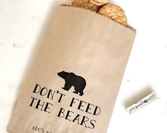 Birthday Favor Bags - Don't Feed the Bears! - Animal Favor Bags - Custom Printed on Kraft Brown Paper Bags