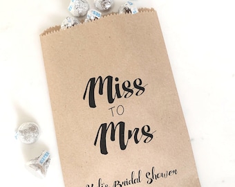 Bridal Shower Favor Bags! - Miss to Mrs - Favor Bags - Custom Printed on Kraft Brown Paper Bags