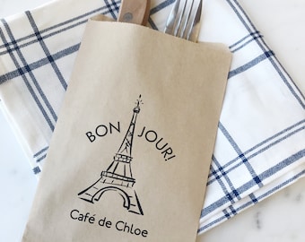 Paris Favor Bags! - Kids Birthday Collection - Favor Bags - Custom Printed on Kraft Brown Paper Bags