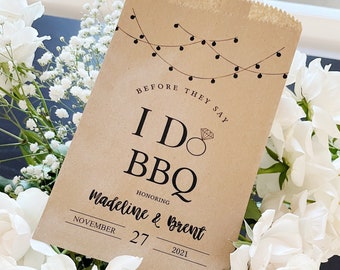 BBQ Rehearsal Dinner Favor Bags – Personalized Kraft “I Do” Party Treat Bags for Wedding Weekend