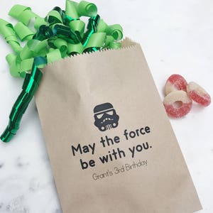 Star Wars Favor Bags Kids Birthday Collection Favor Bags Custom Printed on Kraft Brown Paper Bags 7 Styles image 1
