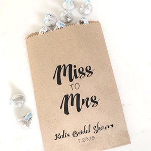 Custom Bridal Shower Favor Bags: Miss to Mrs, Kraft Paper
