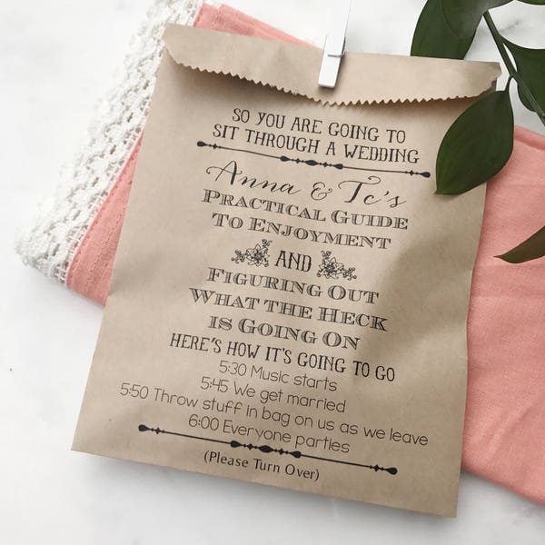 Wedding Program Bags - Carnival Fun - Program Bags - Custom Printed on Kraft Brown Paper Bags