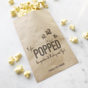 Popcorn Favor Bags! - POPPED THE QUESTION! - Favor Bags - Custom Printed on Kraft Brown Paper Bags