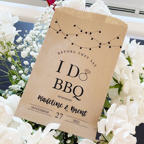 Rehearsal Dinner Bags! - Before they say I DO let's have a BBQ - Dinner Bags - Custom Printed on Kraft Brown Paper