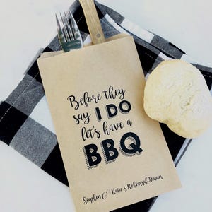 I Do BBQ Rehearsal Dinner Favor Bags – Personalized Kraft Party Bags for Wedding Weekend