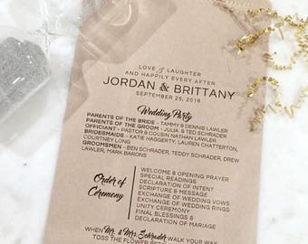 Wedding Program Bags – “Shout Hooray!” Personalized Kraft Ceremony & Reception Favor Bags