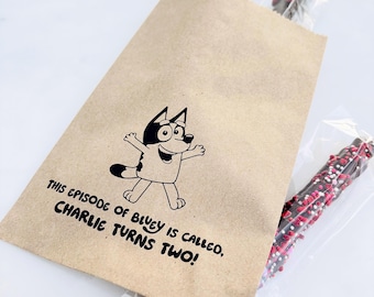 Personalized Bluey Birthday Favor Bags – Custom Kraft Goodie Bags for Kids