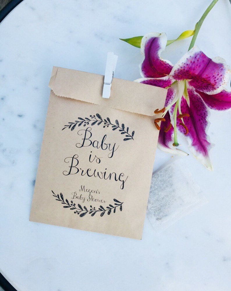 Baby Shower Favor Bags Baby is Brewing Favor Bags Etsy