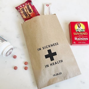 Sacchetti per bomboniere! - Kit per postumi di una sbornia in salute e in malattia - Sacchetti per bomboniere - Stampa personalizzata su sacchetti di carta kraft marrone