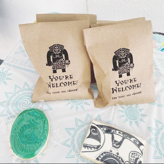 Personalized Moana Birthday Favor Bags • Custom Kraft Goodie / Treat Bags