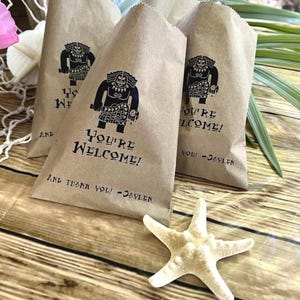 Personalized Moana Birthday Favor Bags • Custom Kraft Goodie / Treat Bags image 2