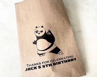 Kung Fu Panda Birthday Treat Bags – Personalized Kraft Loot Sacks for Kids