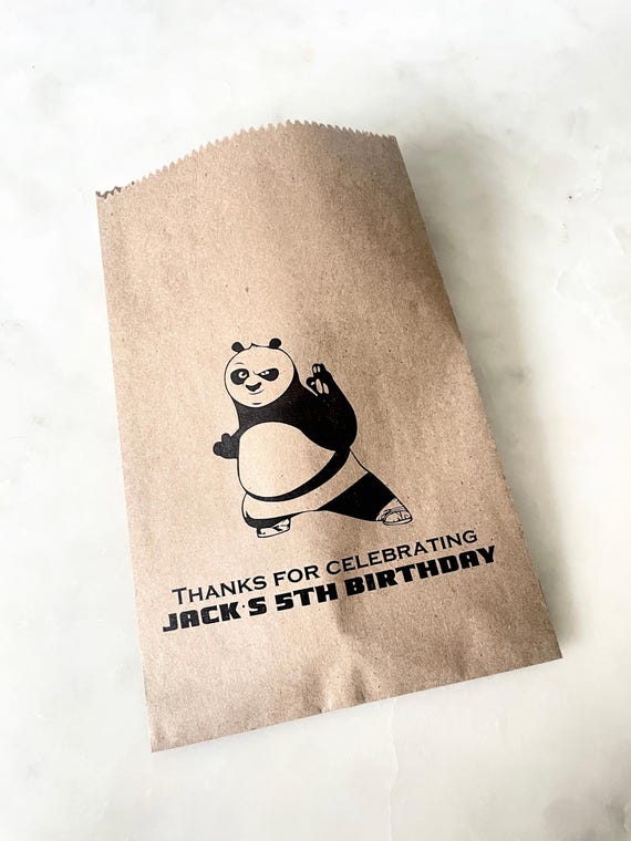 Kung Fu Panda Birthday Treat Bags – Personalized Kraft Loot Sacks for Kids