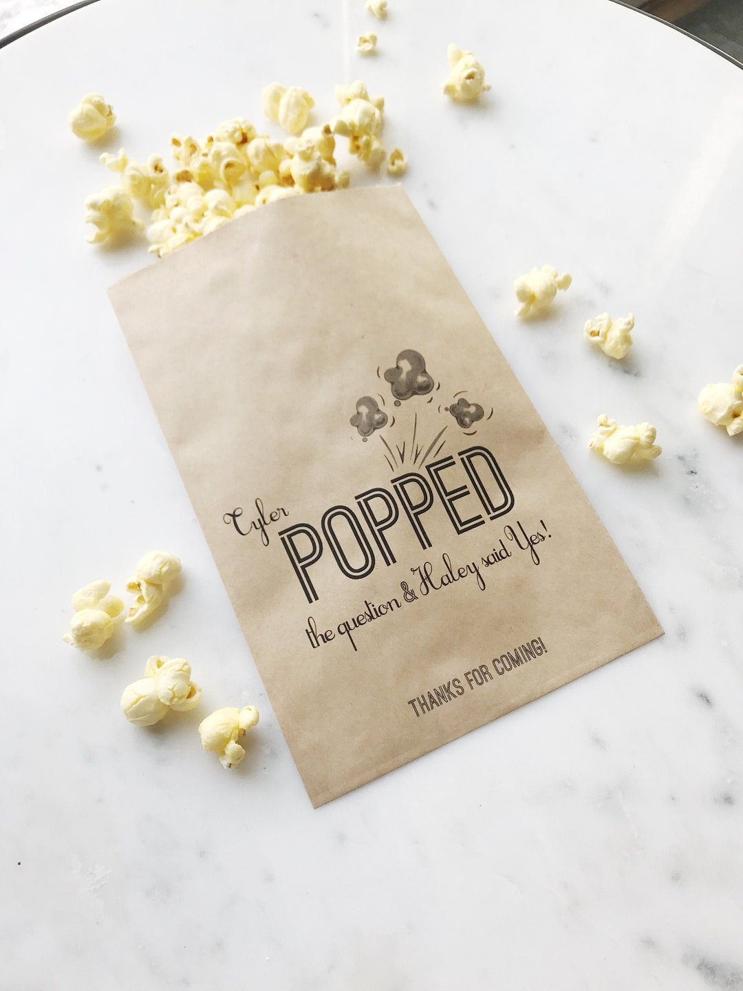 Popcorn Favor Bags POPPED THE QUESTION Favor Bags Custom Printed on ...