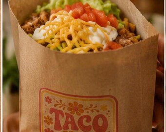 Custom Taco in a Bag Favor Bags, Fiesta Party Favor, Taco Bar Treat Bag
