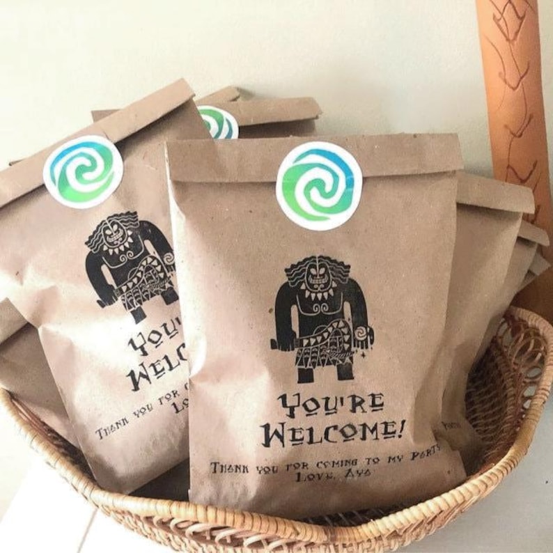 Personalized Moana Birthday Favor Bags • Custom Kraft Goodie / Treat Bags image 7