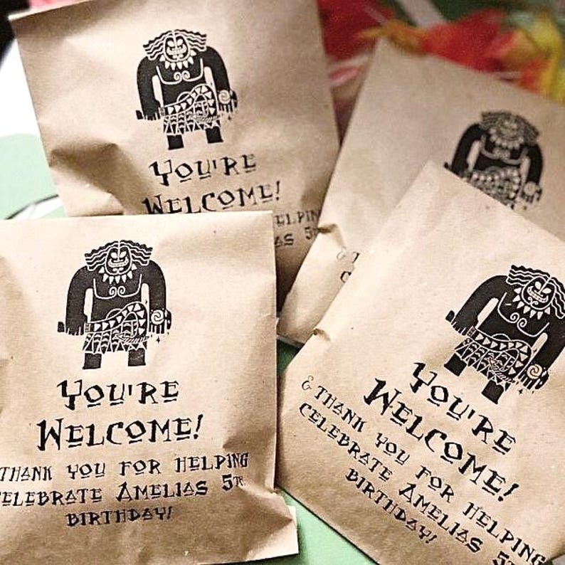 Personalized Moana Birthday Favor Bags • Custom Kraft Goodie / Treat Bags image 4