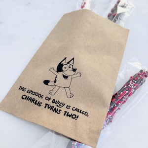 Bluey Party Favor Bags - Kids Birthday Collection - Favor Bags - Custom Printed on Kraft Brown Paper Bags