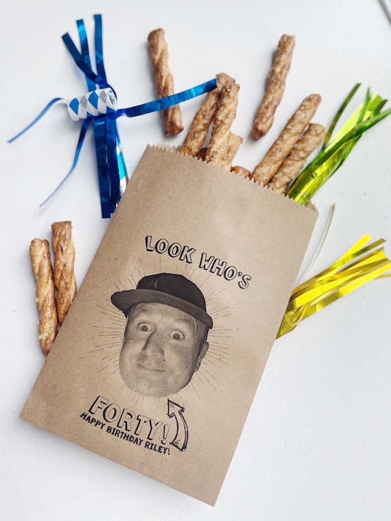 Custom Face Birthday Favor Bags: Personalized Kraft Paper Party Bags