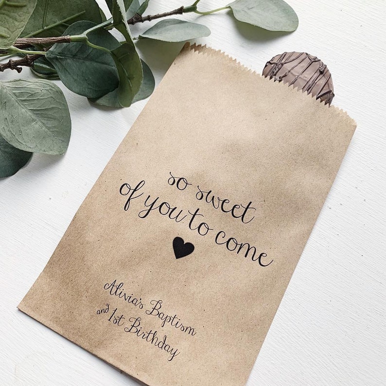 Party Favor Bags! Custom Printed on Kraft Brown Paper Bags Favor Bags so sweet of you to come