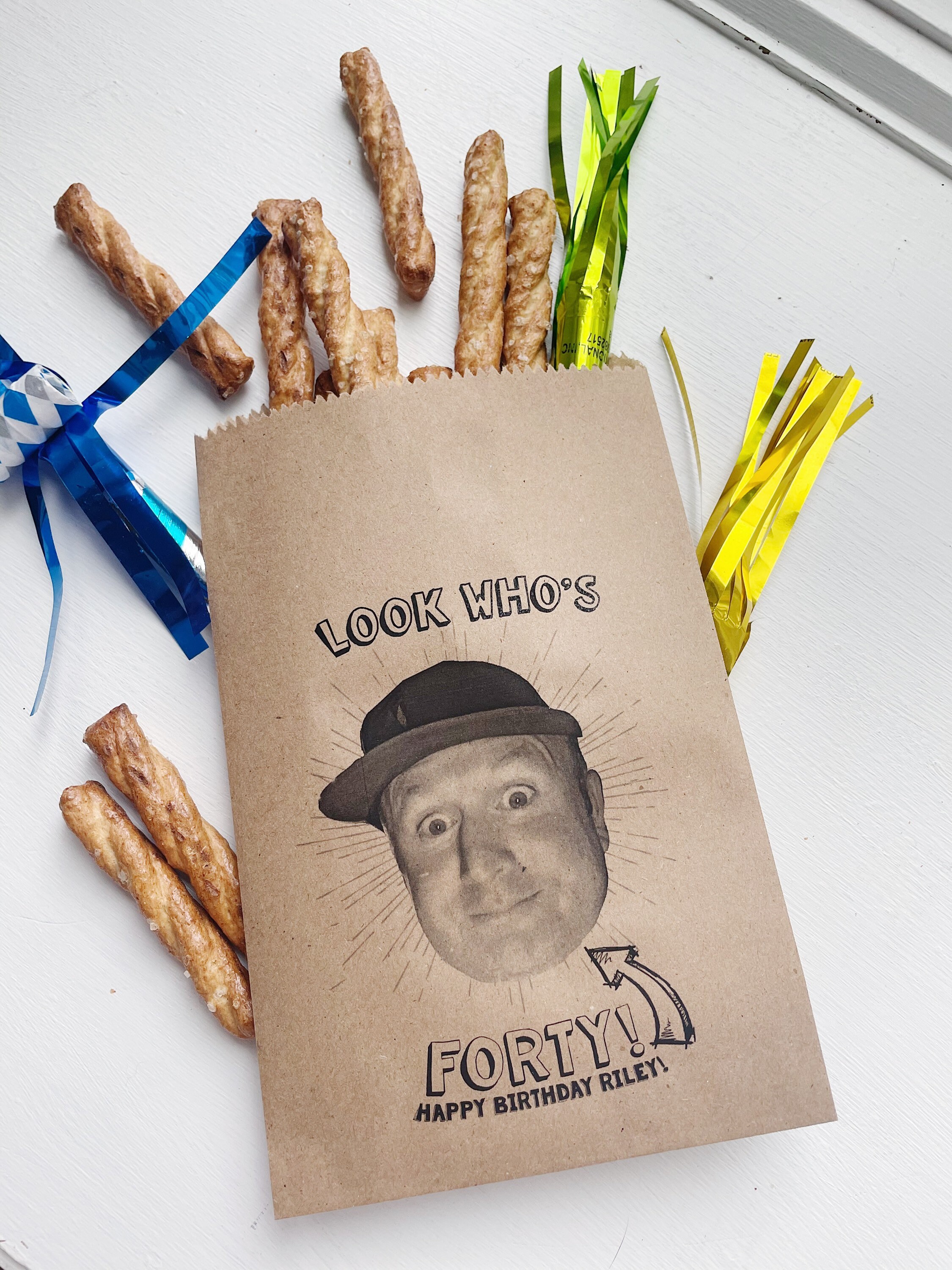 (Set of 15pcs)Custom Birthday Favor Bags, Favor Bags, Custom Printed on Kraft Brown Paper Bags