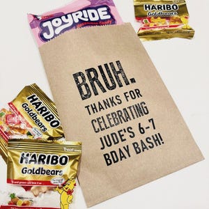 6 7 Birthday Favor Bags, Personalized Trendy Party Goodie Bags, Custom Kids Party Favors image 1