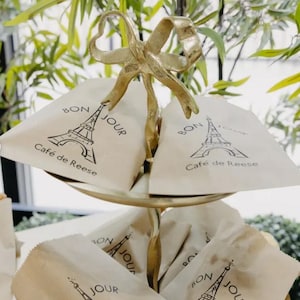 Custom Best Seller Paris Eiffel Tower Birthday Favor Bags • Kraft Party Goodie Bags image 2