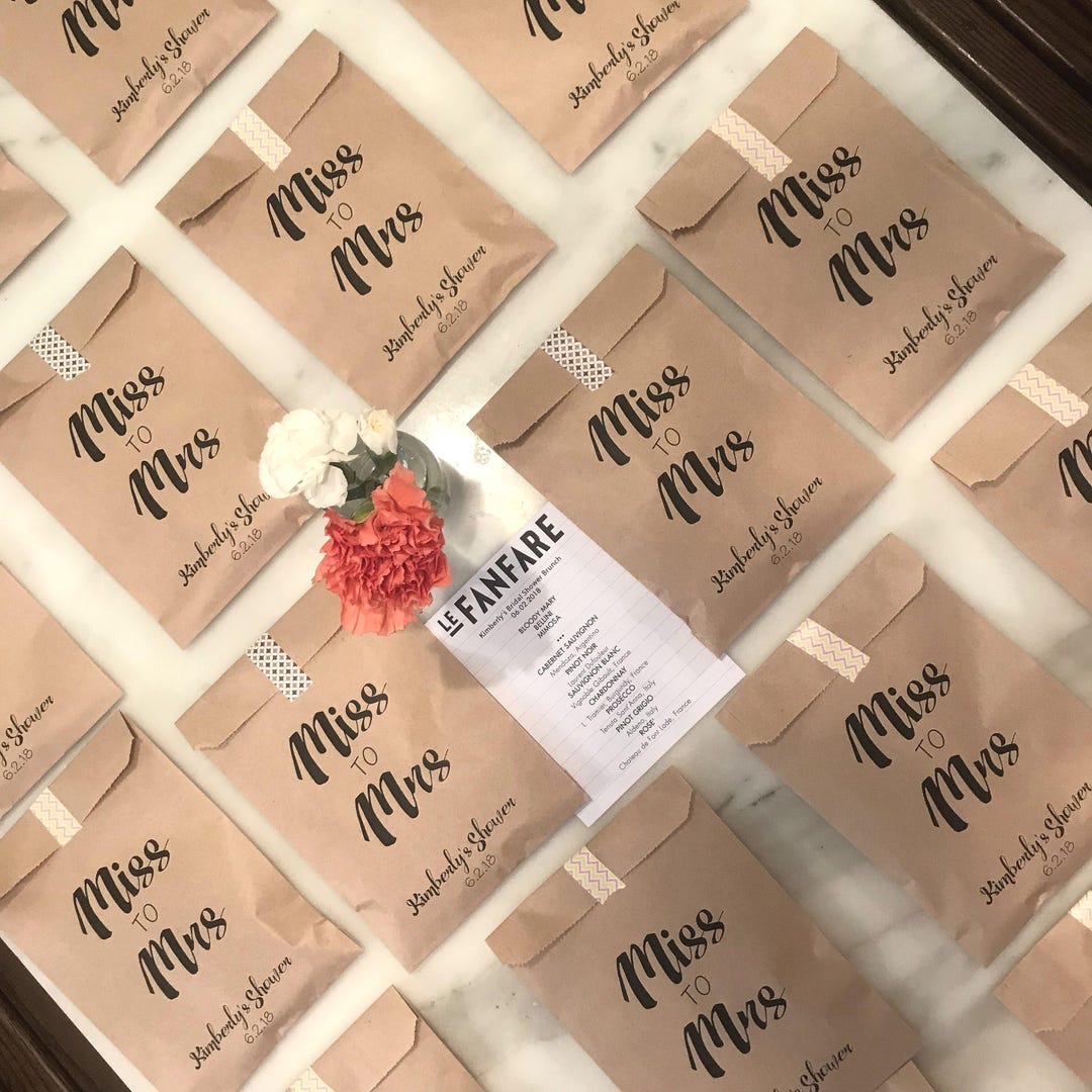 Personalized Bridal Shower Favor Bags – “miss to Mrs” Kraft Goodie Bags ...