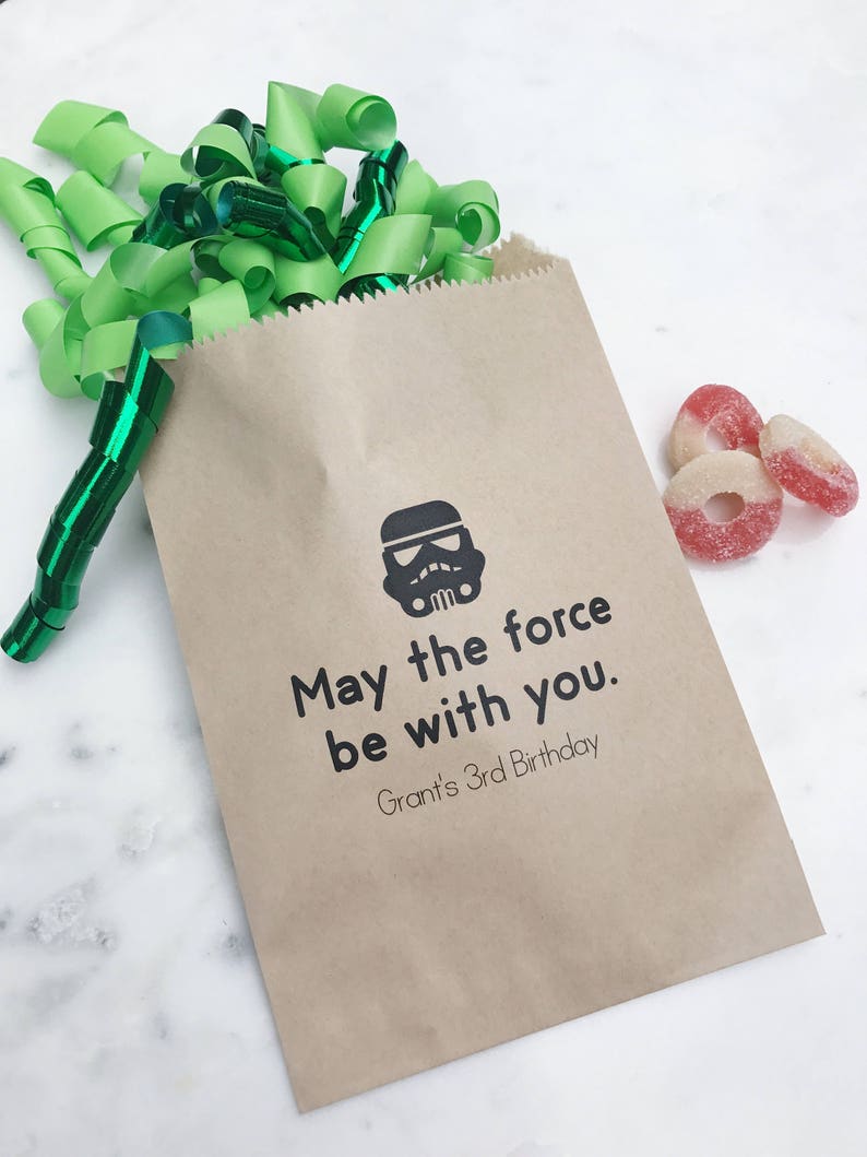 Star Wars Favor Bags Kids Birthday Collection Favor Bags Custom Printed on Kraft Brown Paper Bags 7 Styles image 1