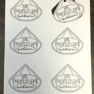 Instant Download! "he POPPED the Question!" Bridal Shower or Engagement ...