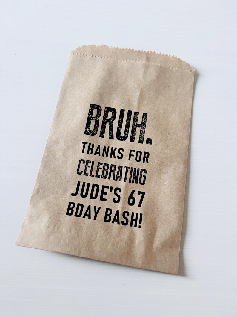 6 7 Birthday Favor Bags, Personalized Trendy Party Goodie Bags, Custom Kids Party Favors image 2
