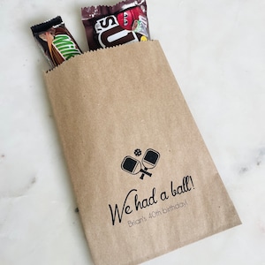 Custom Pickleball Birthday Favor Bags: Kraft Paper Party Treat Bags