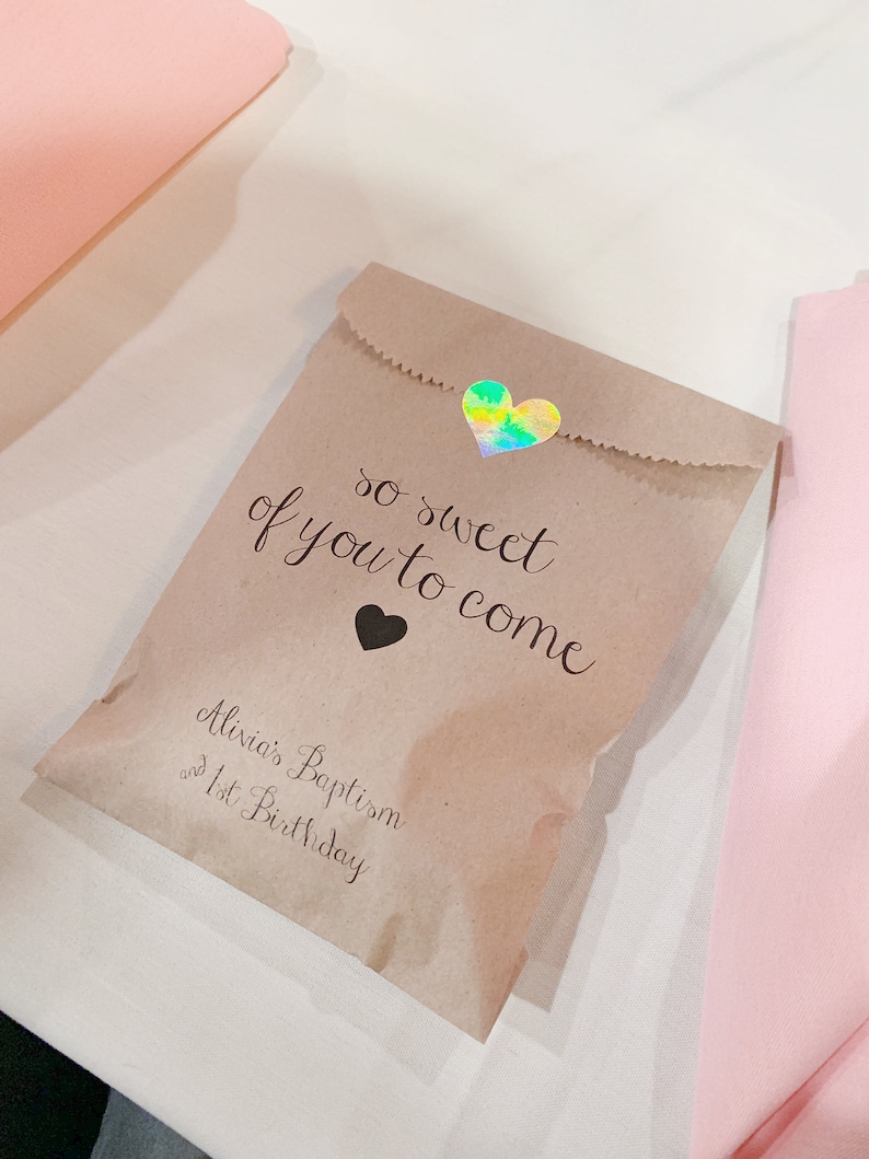 Party Favor Bags! Custom Printed on Kraft Brown Paper Bags Favor Bags so sweet of you to come