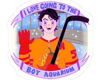 Hockey Boy Aquarium sticker, NHL humor, hockey girl sticker, hockey meme sticker, hockey player sticker, funny hockey sticker, hand drawn