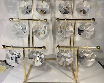 12 Vintage Faceted Crystal Chandelier Prisms Replacements Crystal Prism Suncatcher Rainbow Window Hanging Decor