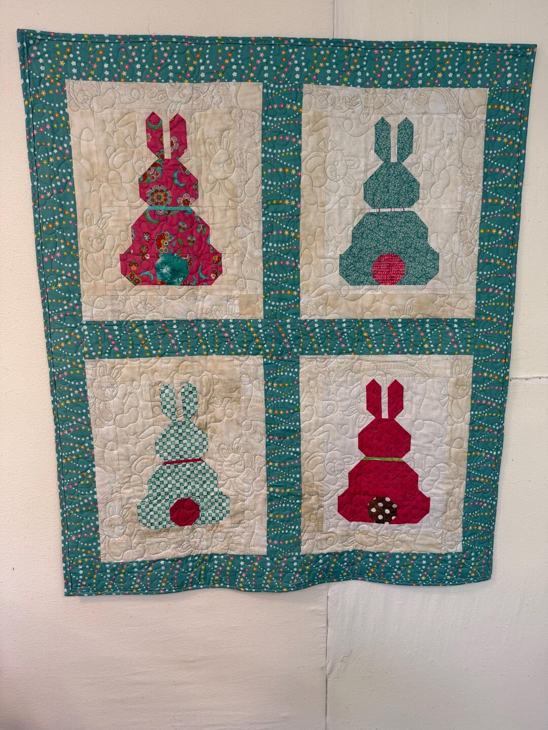 Bunny Friends Quilt, Baby, Blanket, Crib, Quilt, Handmade, Gift, Easter ...