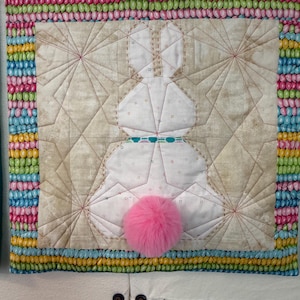 Pink Cottontail Handmade Quilted Bunny Pillow