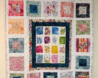 Nature&#39;s Joy Handmade Quilt, blanket, throw, bedding, quilted, flowers, floral, gift,