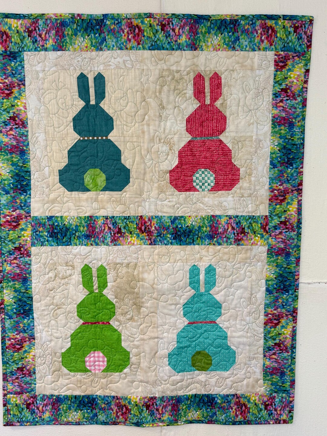 Bunny Friends Two Handmade Baby Quilt, Blanket, Crib, Bed, Throw, Baby ...