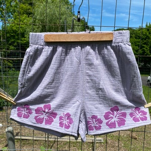 Hibiscus Block Print Camp Shorts
