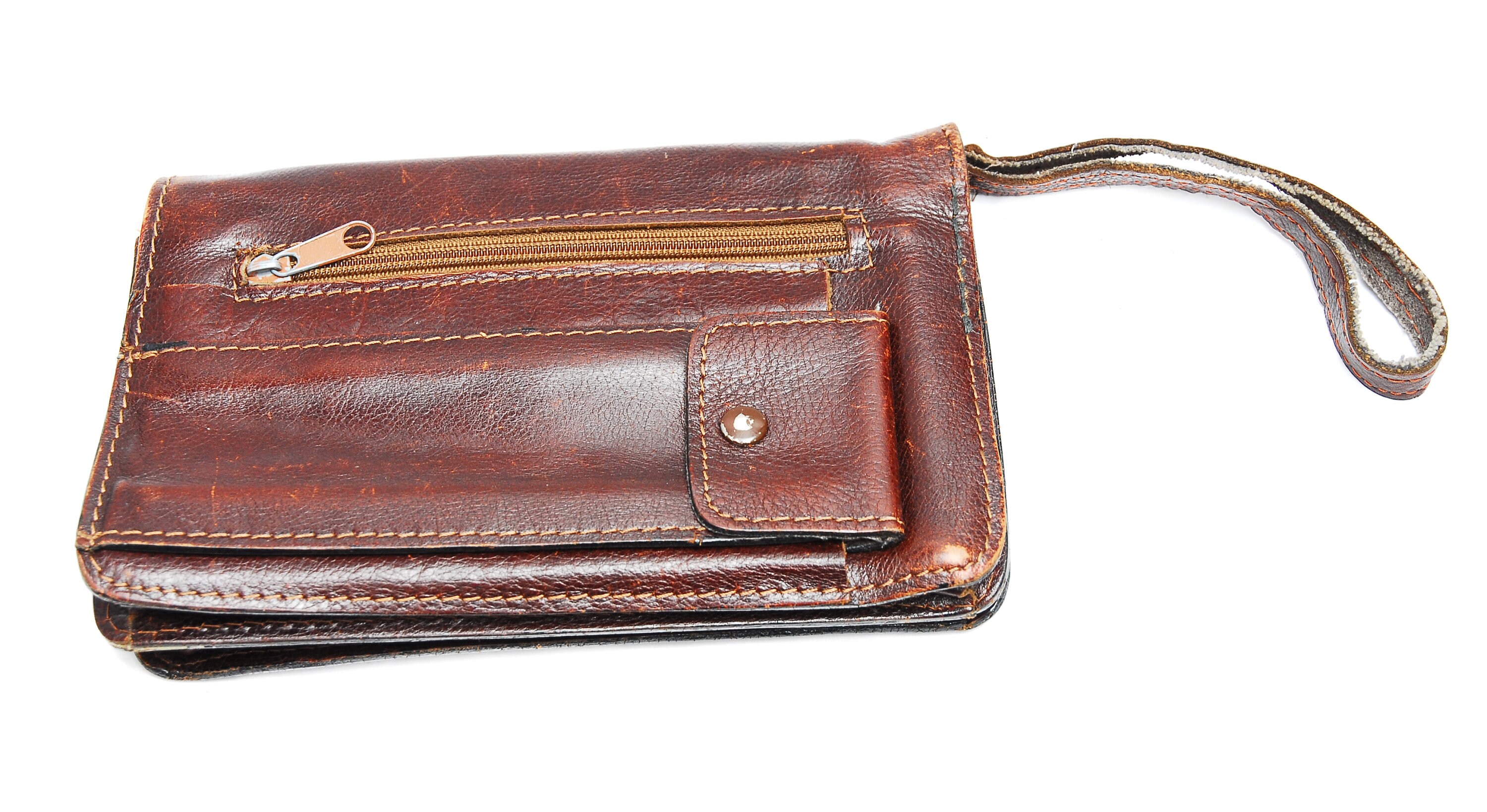 Vintage leather wristlet plain brown hand wrist bag mens | Etsy