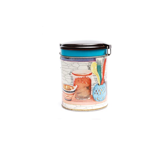 Vintage Coffee Container Colorful Metal Canister With Etsy