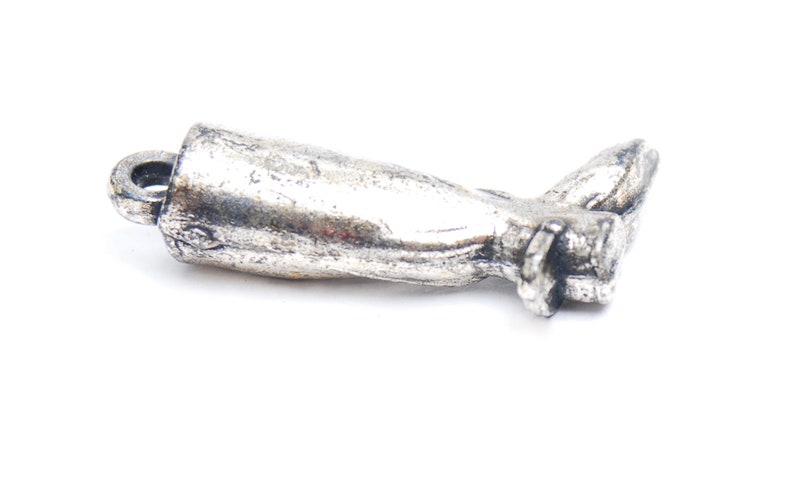 Vintage cowboy boot pendant silver colored lightweight miniature western boot charm pendant themed DiY jewelry crafting 1970s accessory