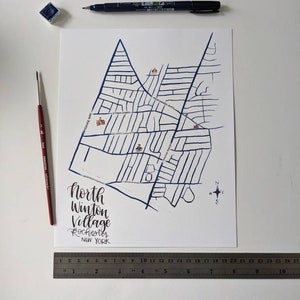 North Winton Village Map Rochester New York, customizable with house number and Street Address | Rochester NY Art